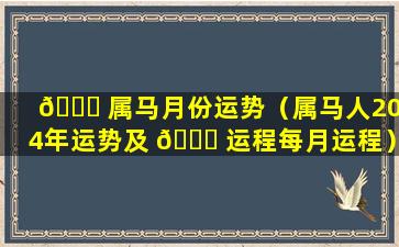 🍁 属马月份运势（属马人2024年运势及 🍁 运程每月运程）